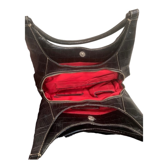 Y2k Jones New York Black Leather Gator Clutch Purse With Multiple Pockets - Picture 4 of 9